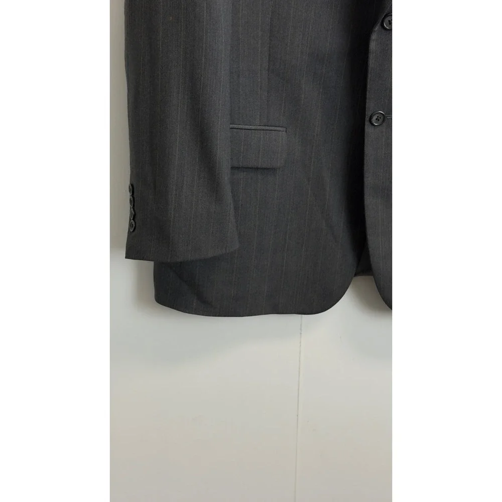 Stafford Mens 44R‎ Wool Pinstripe Blazer Charcoal Gray Two Button Suit Jacket